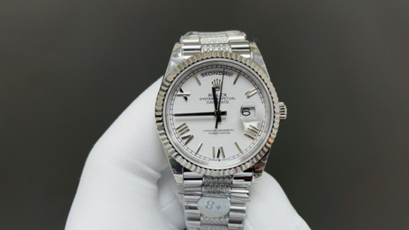Best Edition with Automatic Movement Rolex Weekly Diary 36mm Steel Belt White Watch